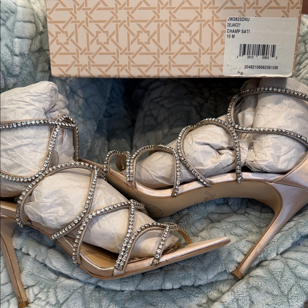 Badgley Mischka Satin Rhinestone Heels
